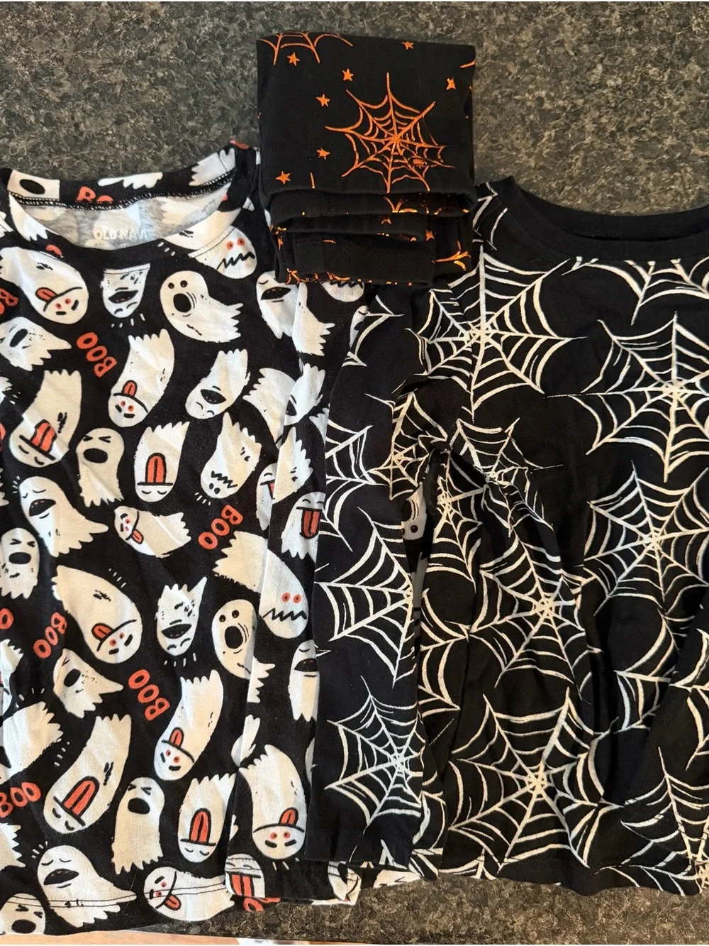 ⭐️Old Navy Black White & Orange Kids Halloween Ghosts and Spiderweb Tops